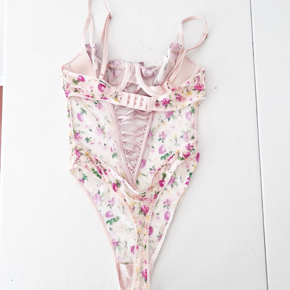 Victoria's Secret Spring Bouquet Lace-Up Wicked Balconette Teddy Coquette - Picture 4 of 8